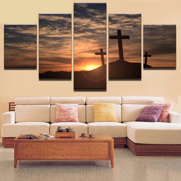 Christian symbols art cross wall decor