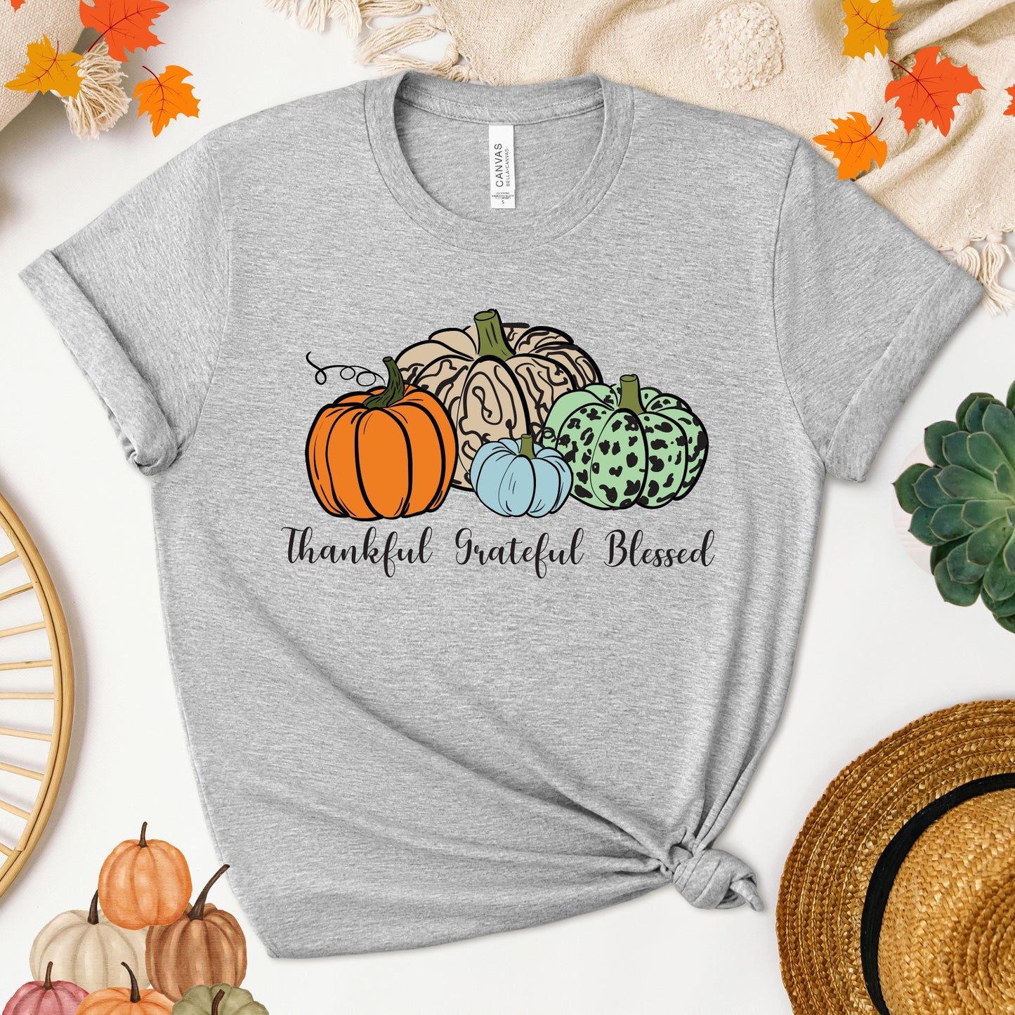 Thankful Grateful Blessed Women's Fall T-Shirt