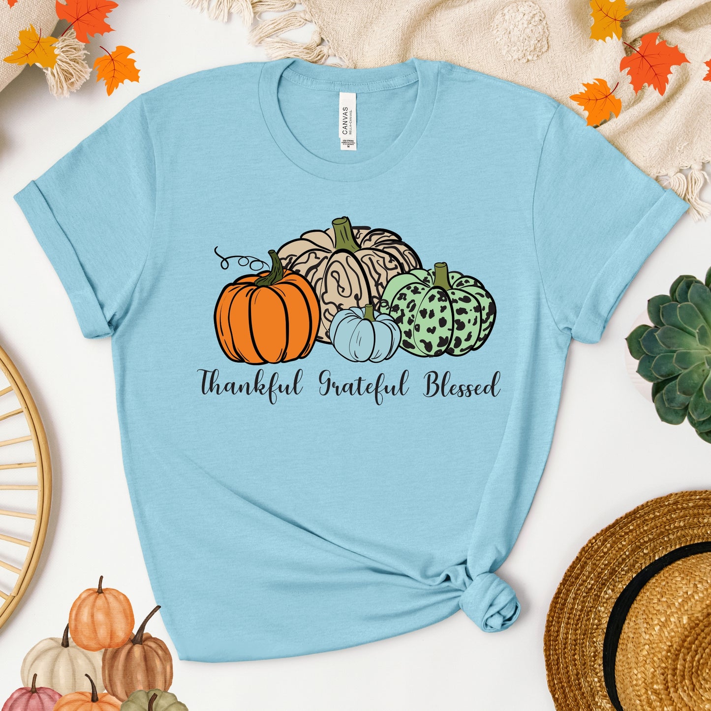 Thankful Grateful Blessed Women's Fall T-Shirt