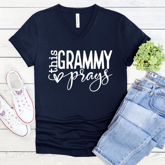 This Grammy Prays Women's V-Neck Shirt