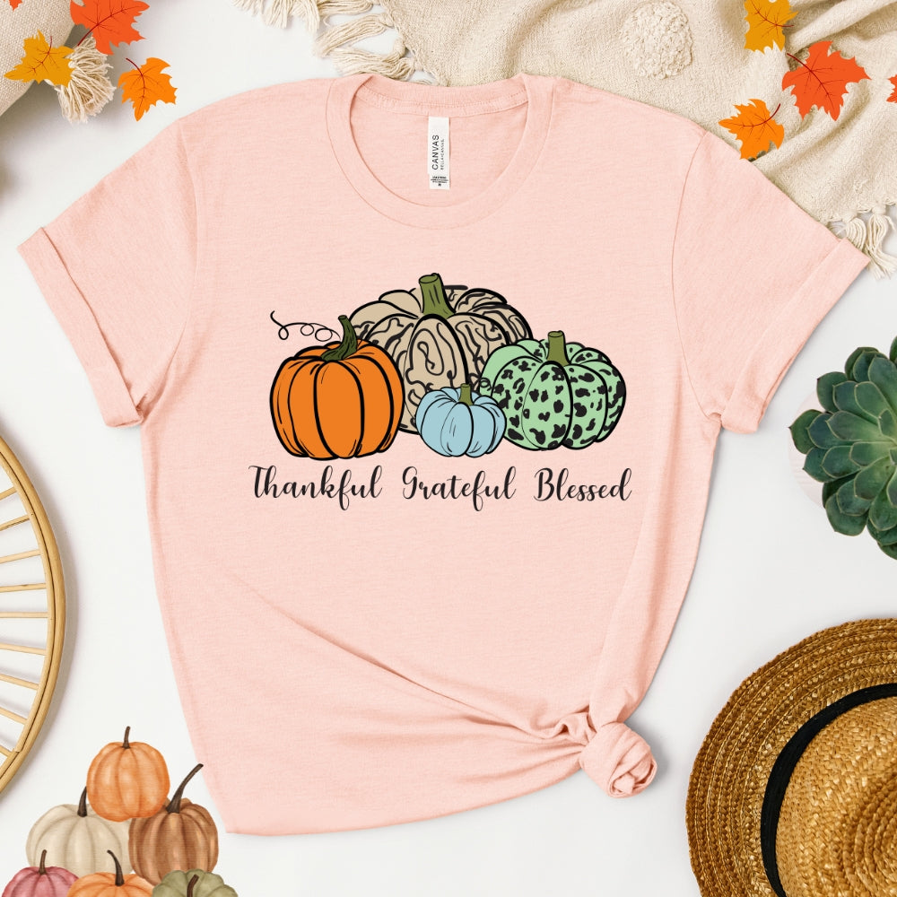 Thankful Grateful Blessed Women's Fall T-Shirt