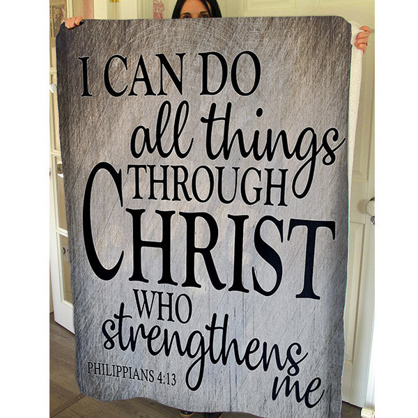 "I Can Do All Things Through Christ" Premium Fleece Blanket