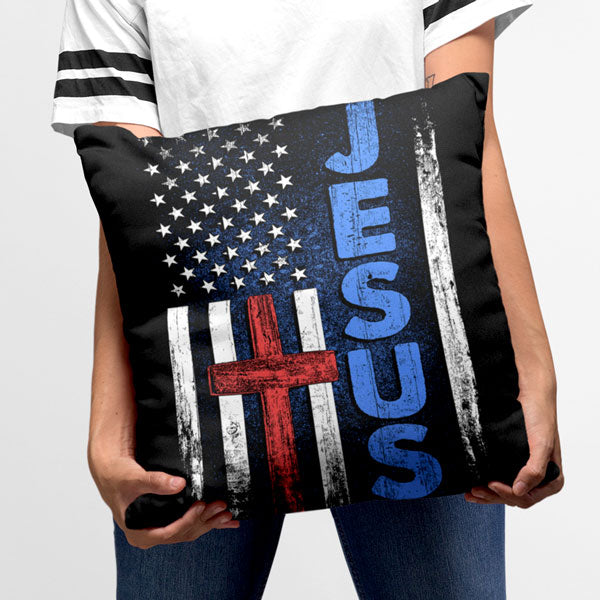 "Jesus American Flag" Pillow