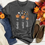 Thankful Grateful Blessed Falling Leaves Women's Fall T-Shirt