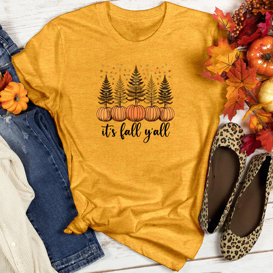 Harvest Pine Trees It's Fall Y'all Women's T-Shirt