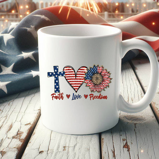 Faith Love Freedom 15oz Coffee Mug