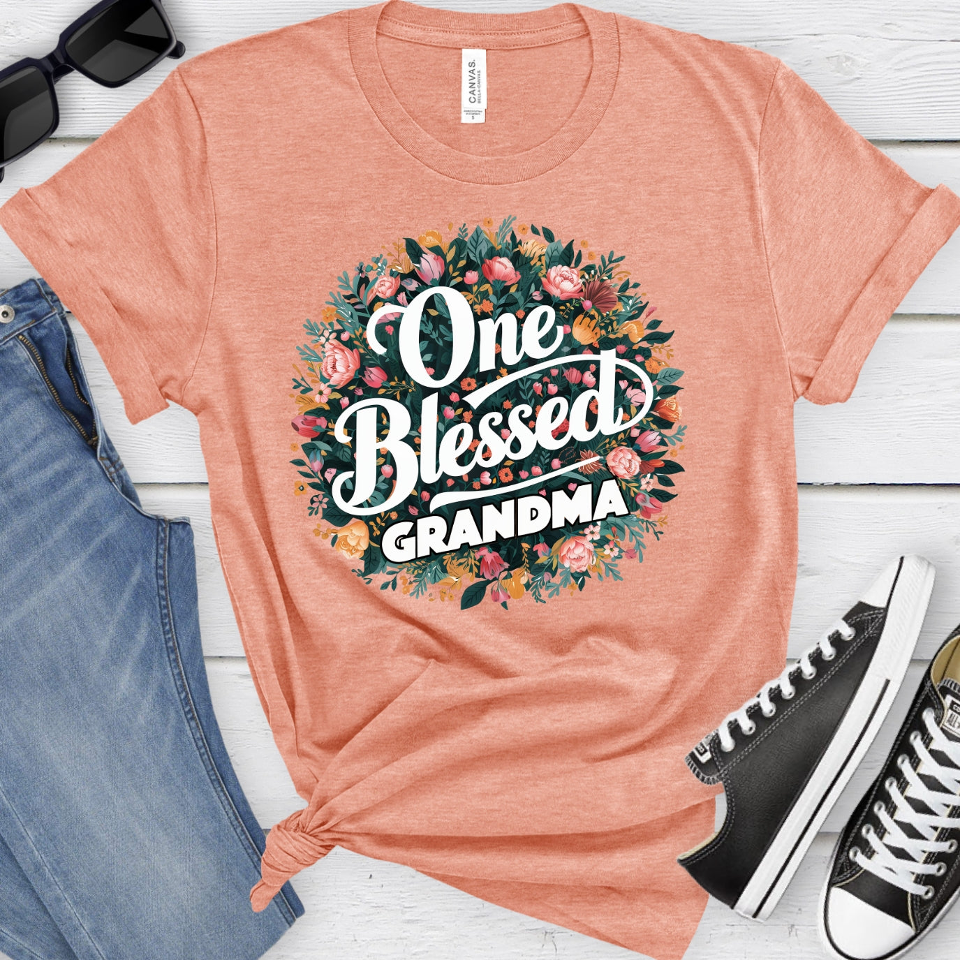 One Blessed Grandma Floral Women's T-Shirt