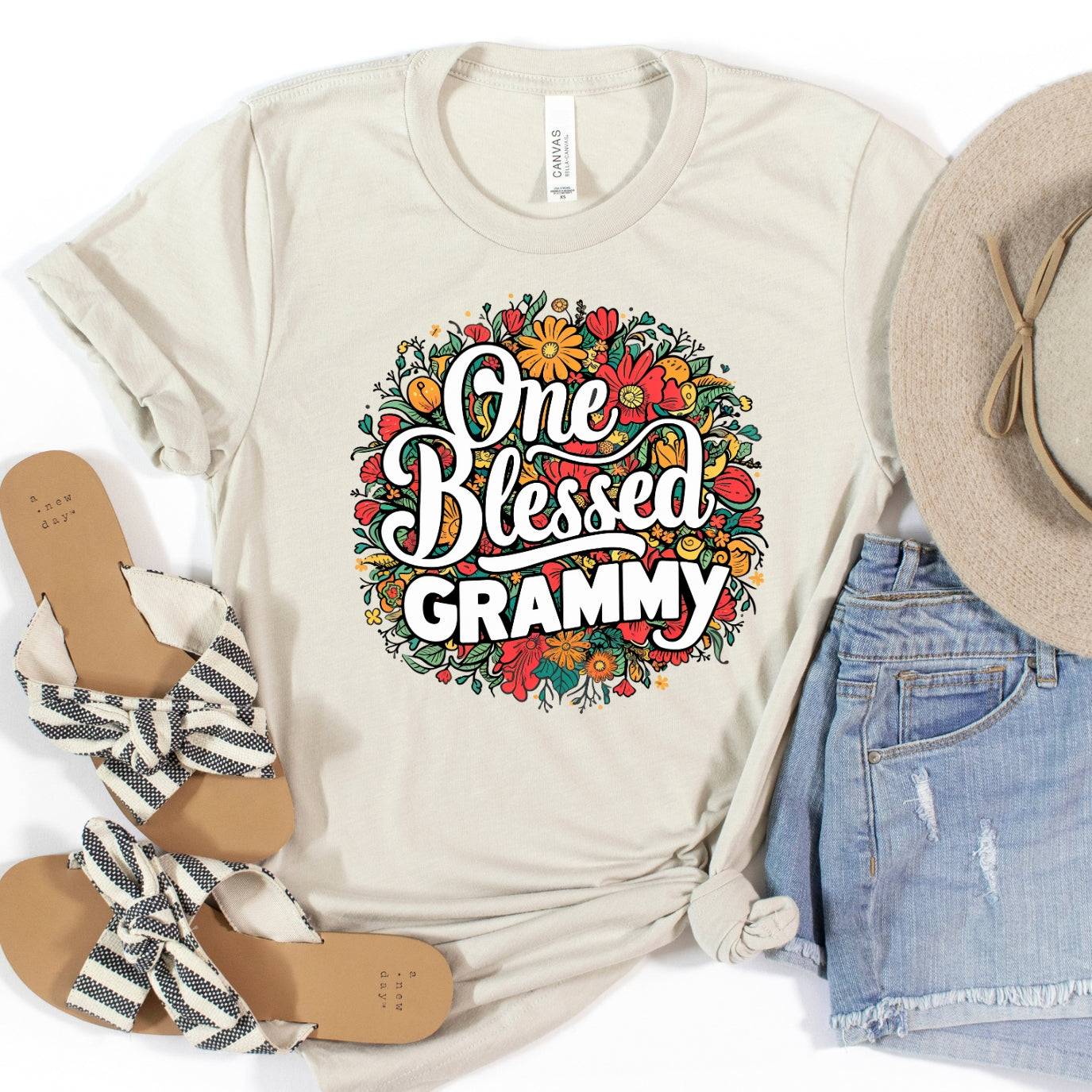 One Blessed Grammy Floral Women's T-Shirt