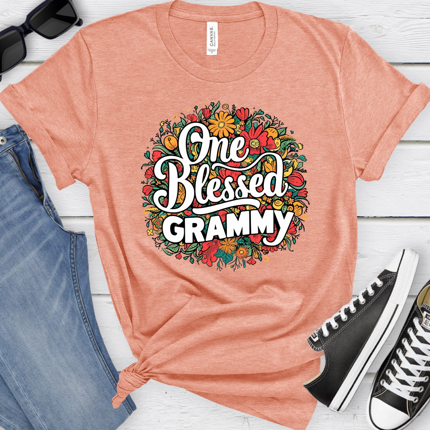 One Blessed Grammy Floral Women's T-Shirt