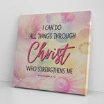 I Can Do All Things - Philippians 4:13 Floral Premium Square Canvas
