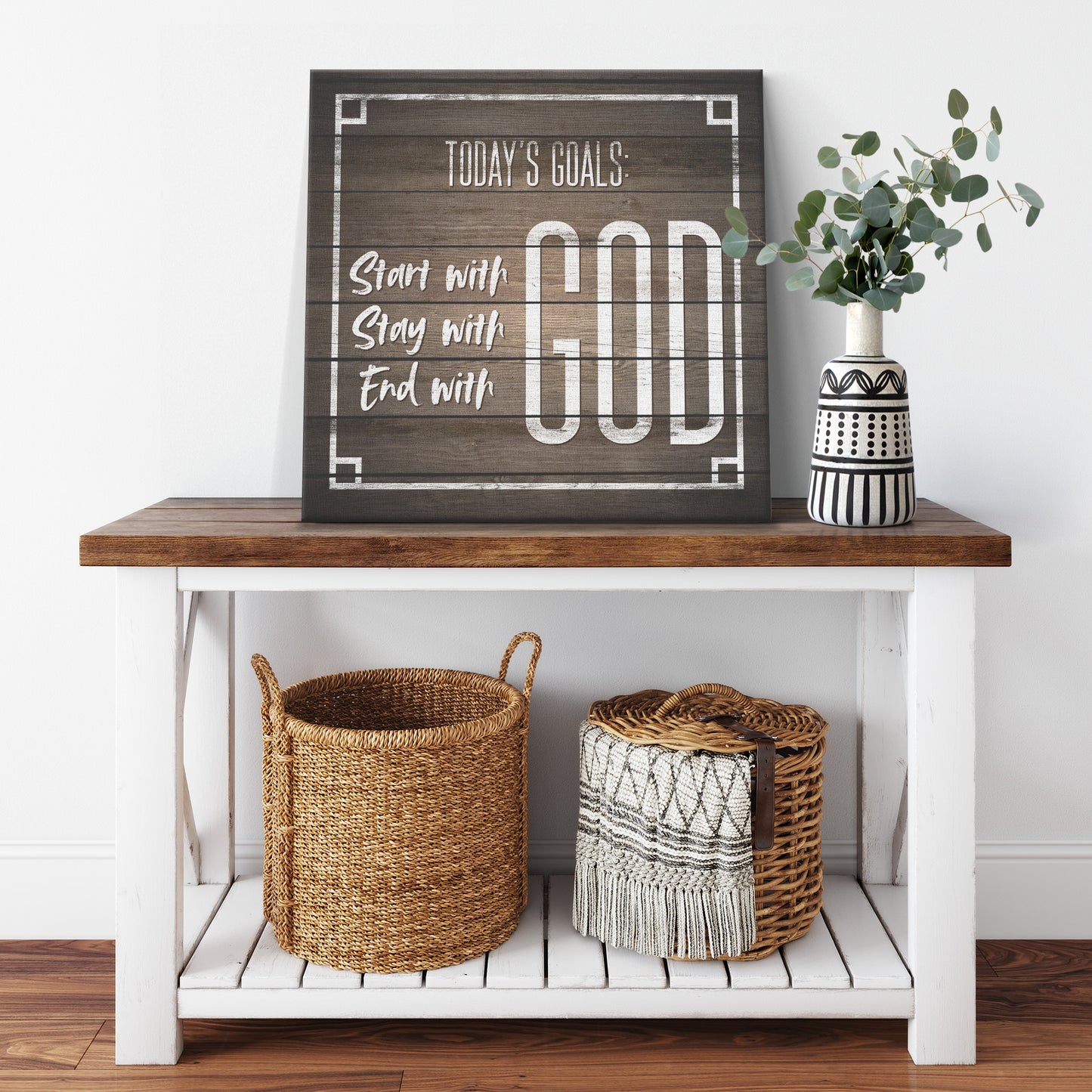 Today's Goals - Start With God Premium Square Canvas