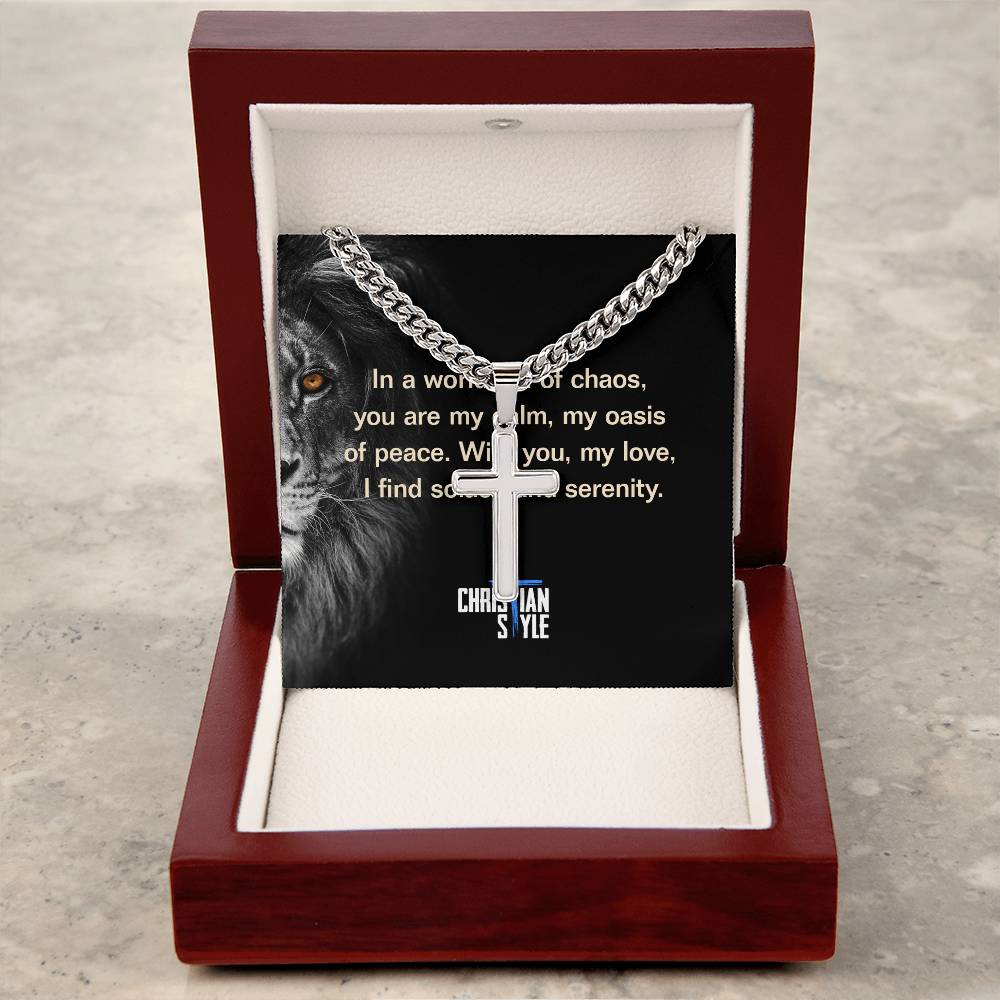 To My Love Cuban Chain Christian Cross Necklace