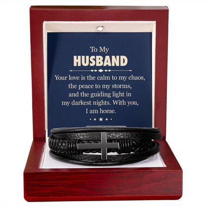 To My Husband Premium Men's Cross Bracelet