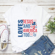 Loves Jesus & America Too Women's V-Neck Shirt