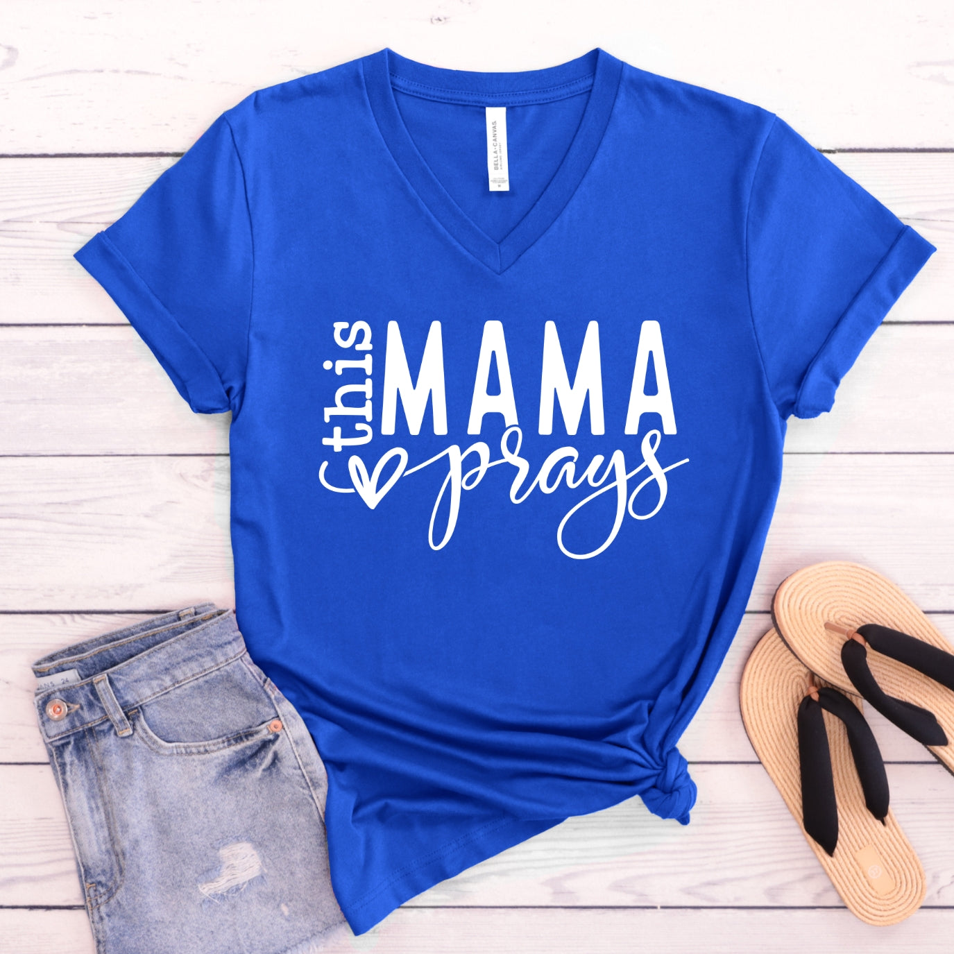 This Mama Prays Women's Shirt V-Neck