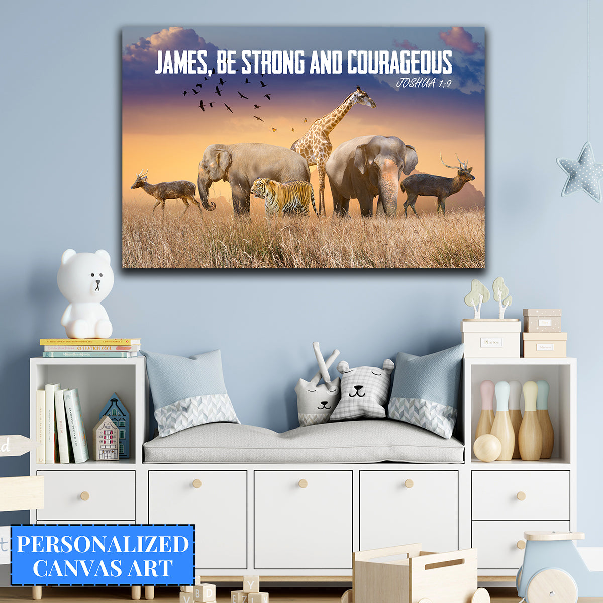 Be Strong And Courageous Personalized Premium Kids Canvas