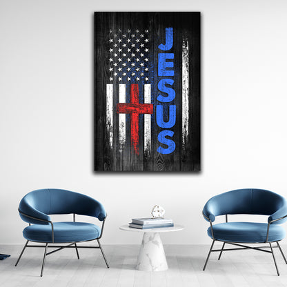 Jesus USA Flag Premium Canvas