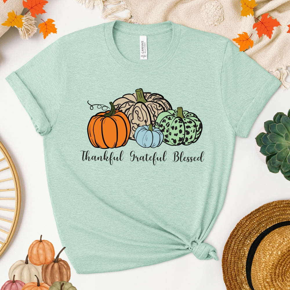 Thankful Grateful Blessed Women's Fall T-Shirt