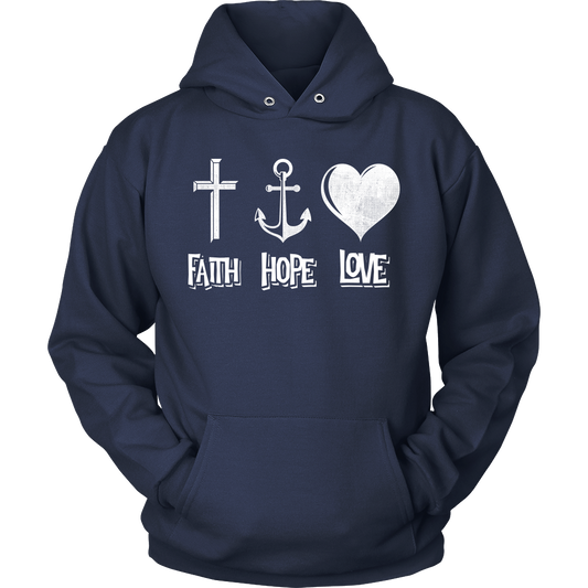 "Faith Hope Love"unisex christian hoodie