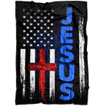 "Jesus American Flag" Premium Fleece Blanket