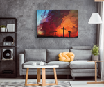"Watercolor Cross Sunset" Premium Canvas Wall Art