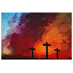 "Watercolor Cross Sunset" Premium Canvas Wall Art