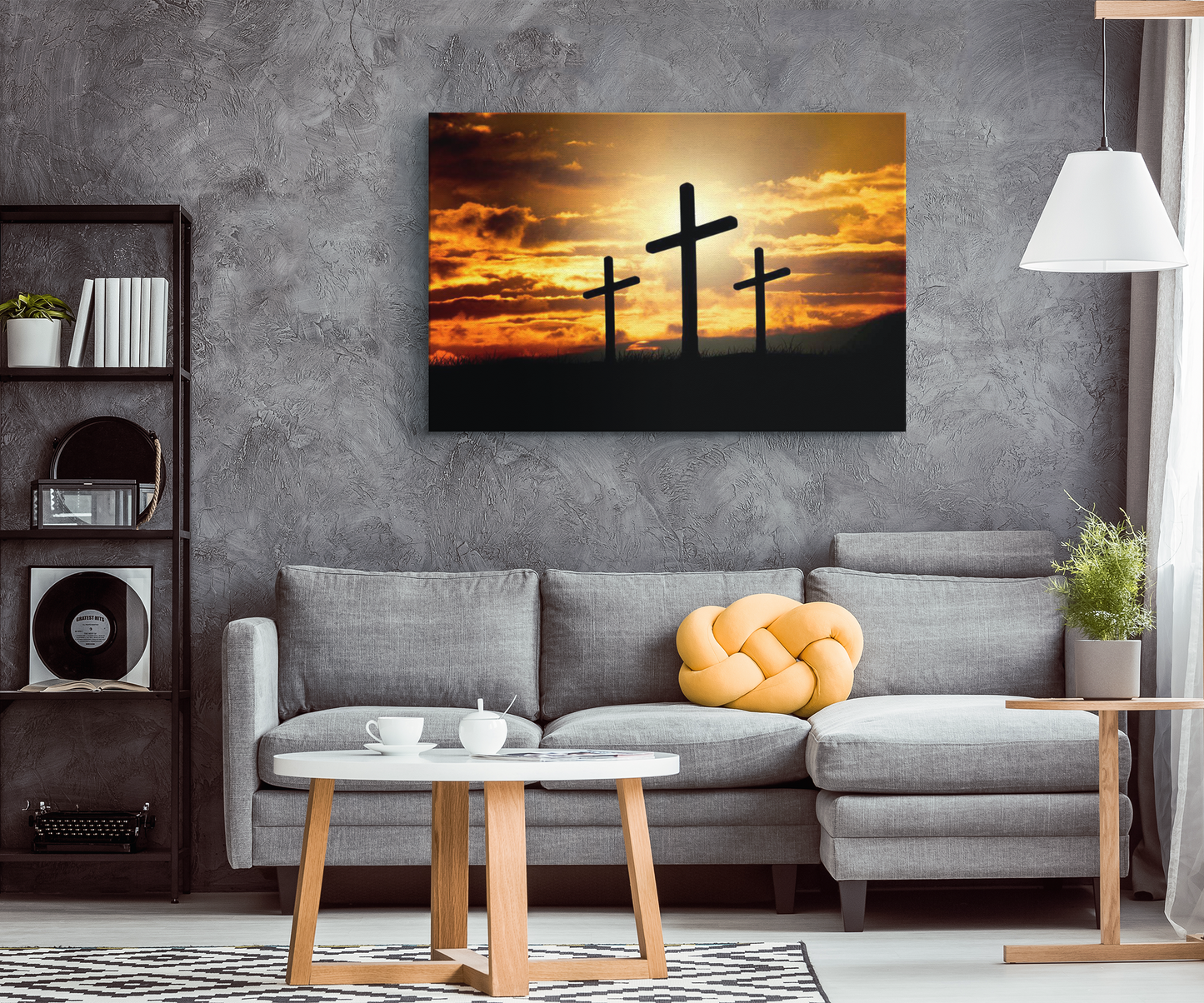 "Cross Sunset" Premium Canvas Wall Art