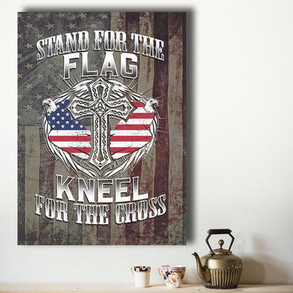 "Stand For the Flag, Kneel For The Cross" Canvas wall art