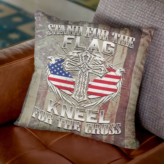 "Stand For The Flag, Kneel For The Cross" Pillow