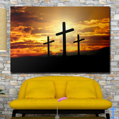 "Cross Sunset" Premium Canvas Wall Art